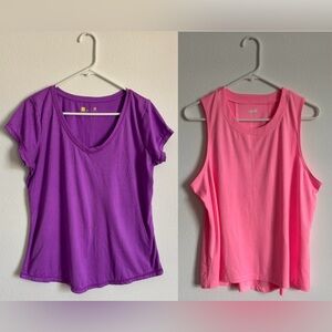 Xersion Short Sleeve and Avia Tank Top (Bundle of 2 Women’s Workout Tops) Size L